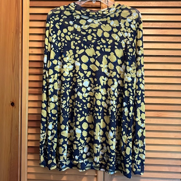 LOGO Layers Printed Long Sleeve Sheer Mesh Mock Neck Top XL - Picture 2 of 5